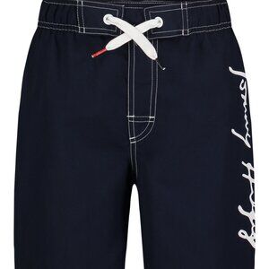 Tommy Hilfiger Kids Tommy Script Graphic Boardshorts (Navy Blazer) Boys Swimware